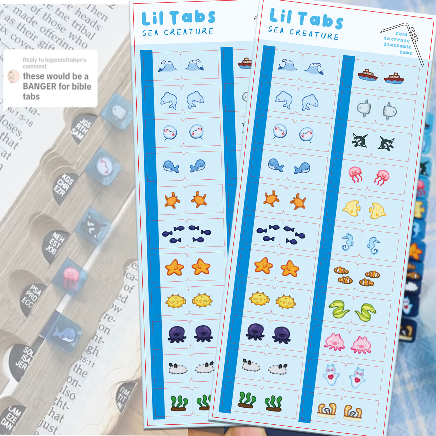 Index Tab Divider - Onglets autocollants de créature marine Lil