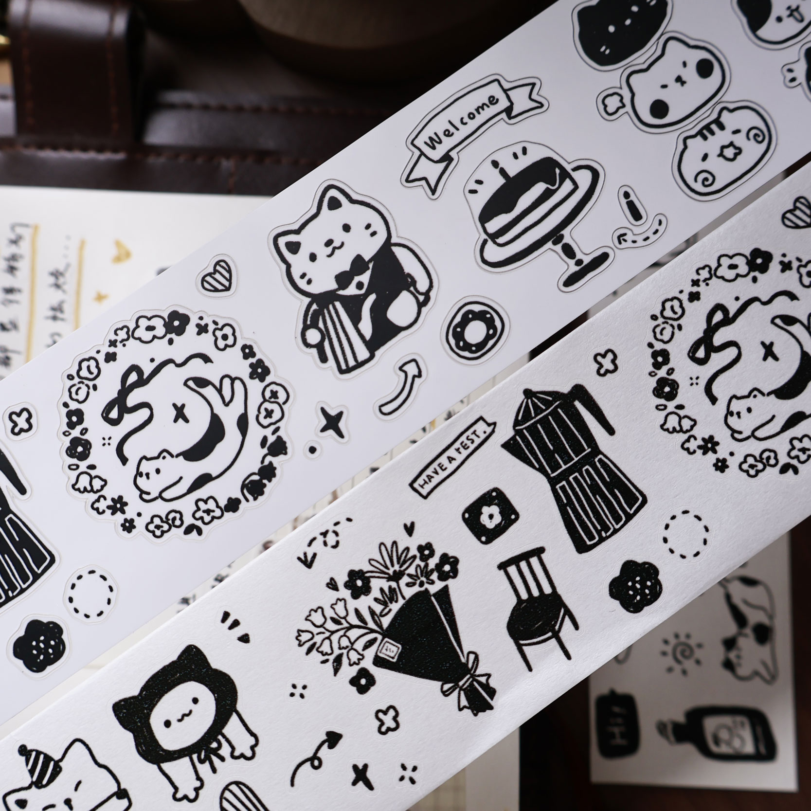Washi Tape Set - YiEr Studio Vintage quotidien chat café