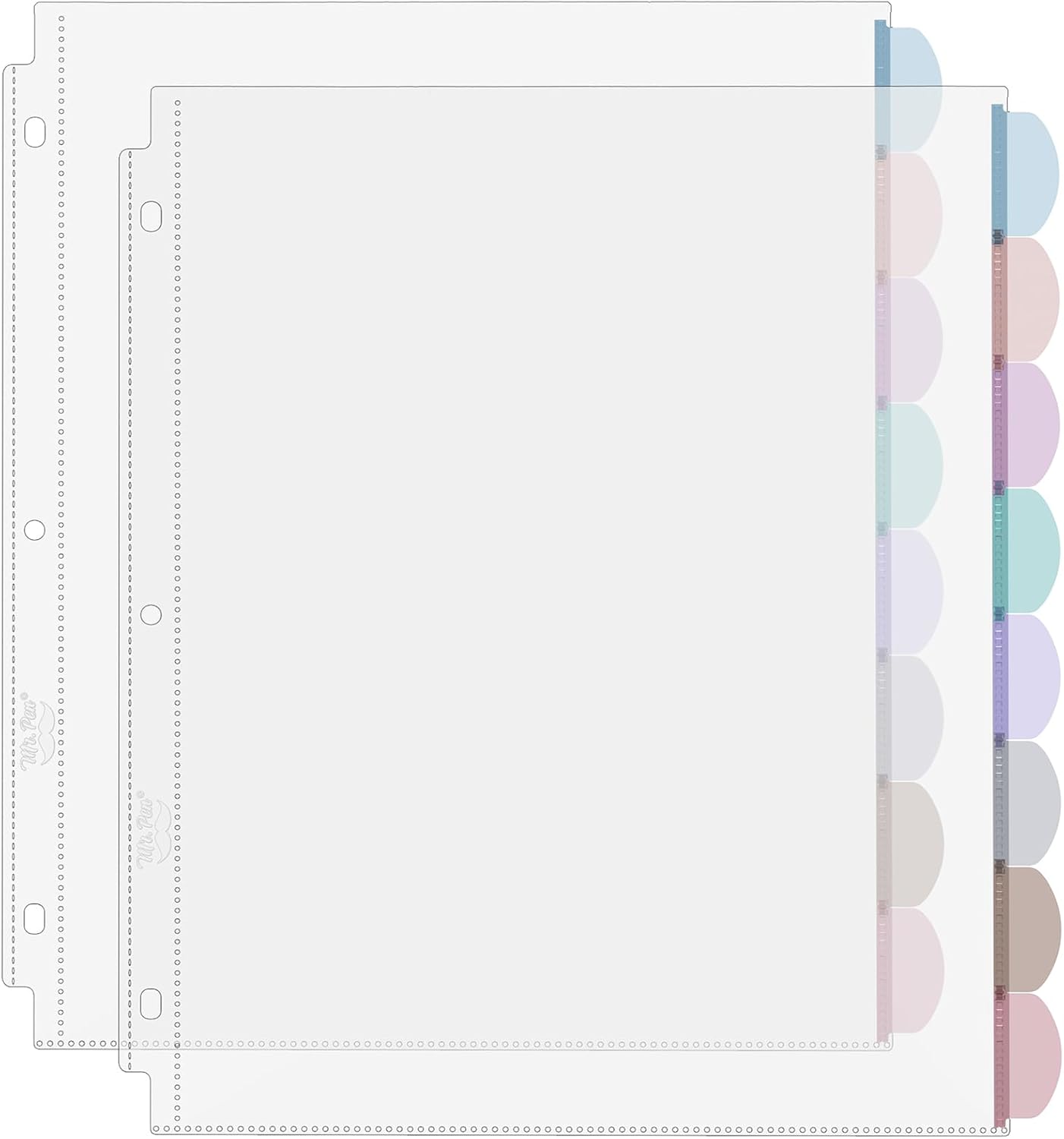 Index Tab Divider - Protège-feuilles transparents A4 avec languettes, 8