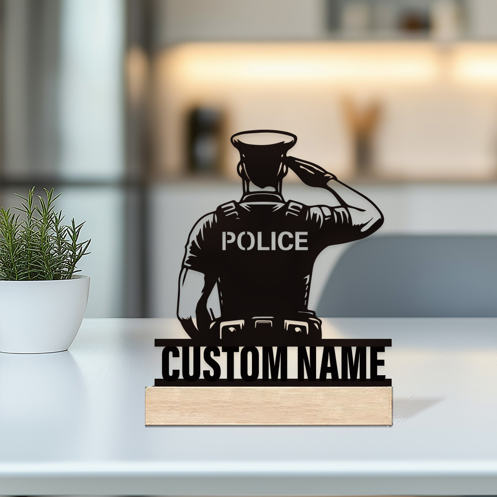 Desk Name Plate - Badge de police en métal personnalisé,
