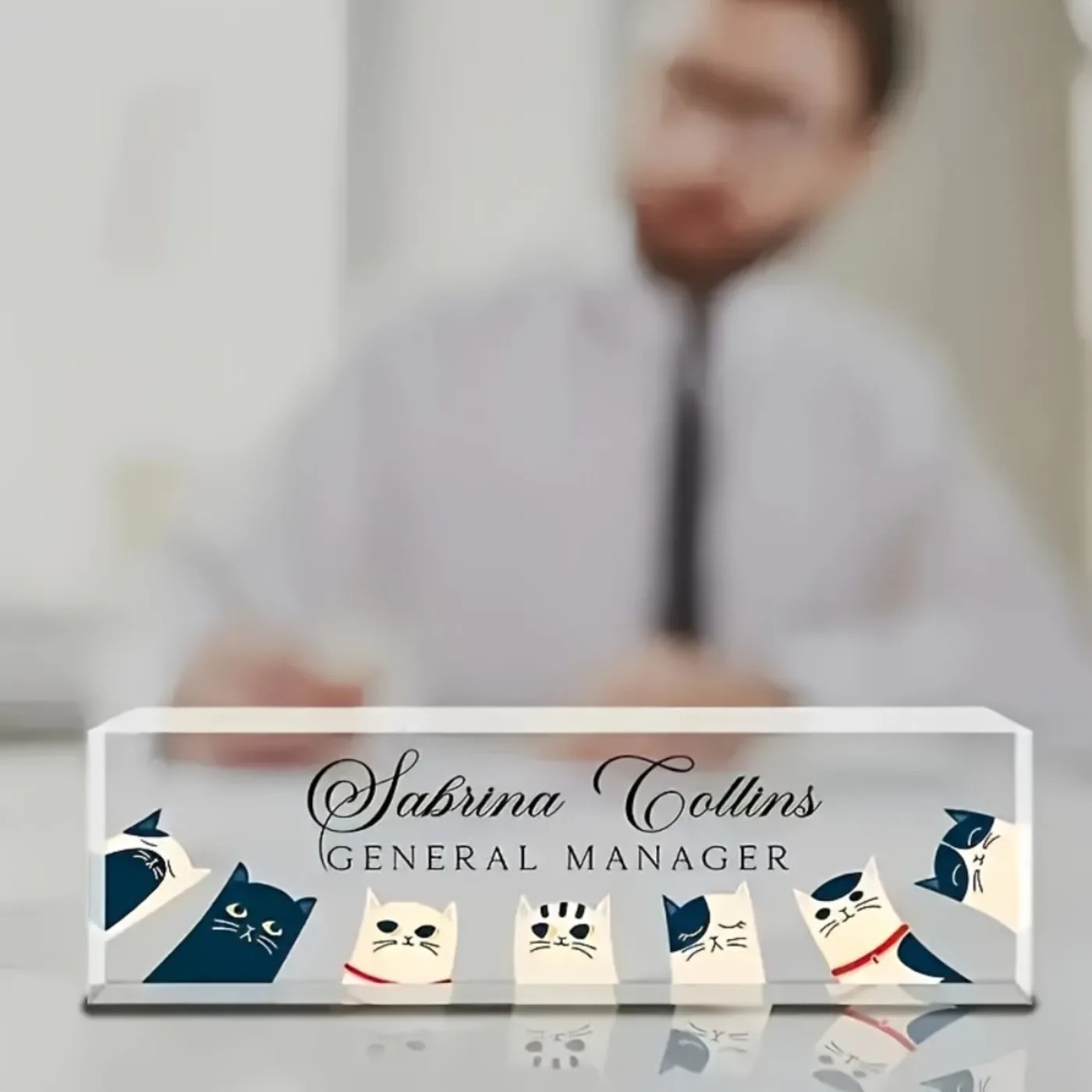 Desk Name Plate - [2D Plat] Plaque de bureau personnalisée